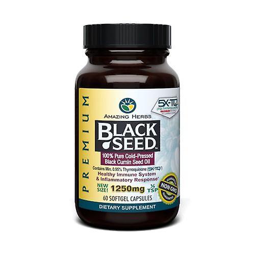 Amazing Herbs Black Seed Black Cumin Seed Oil, 1250 mg, 60 Caps (Pack of 2) on Productcaster.