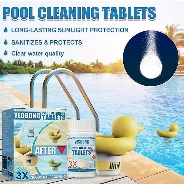 Beyamis 100g Swimming Pool Cleaning Tablets Disinfection Effervescent Pills With Tool A-With Effervescent Tablet on Productcaster.