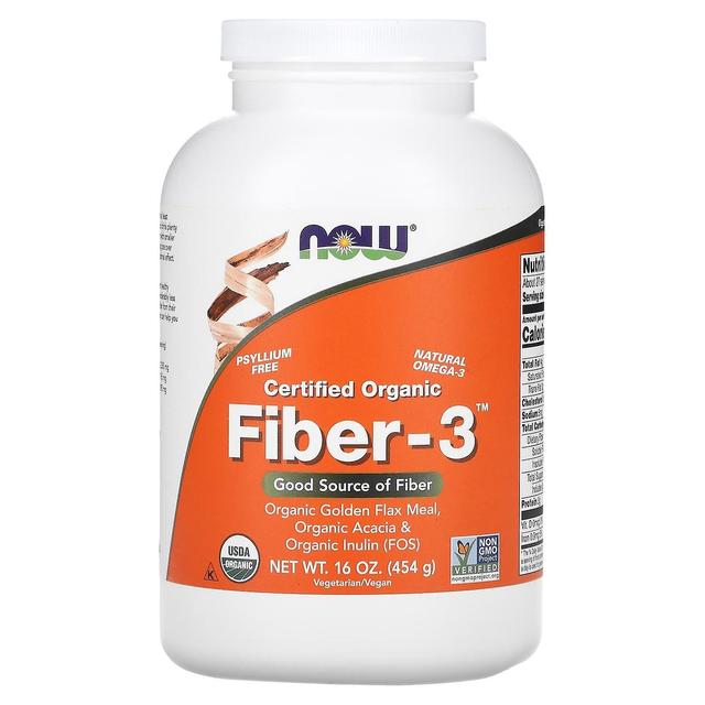 NOW Foods NU Fødevarer, Certificeret Økologisk, Fiber-3, Pulver, 16 oz (454 g) on Productcaster.