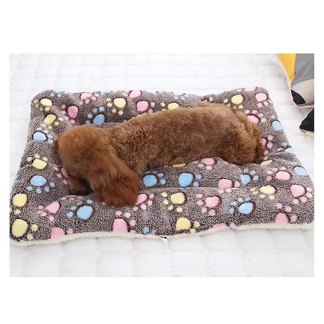 Thicken Pet Bed Mat Soft Comfortable Pet Flannel Blanket Winter Warming Pet Pad Coffee Footprints No 1 on Productcaster.