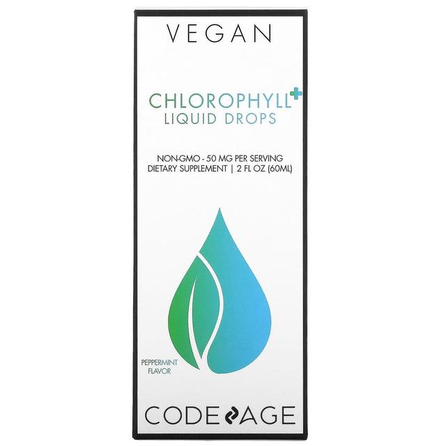 Codeage, Vegan Chlorophyll+ Liquid Drops, Não-OGM, Hortelã-pimenta, 50 mg, 2 fl oz (60 ml) on Productcaster.