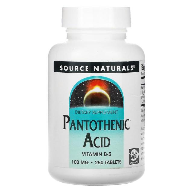 Source Naturals Lähde Naturals, pantoteenihappo, 100 mg, 250 tablettia on Productcaster.