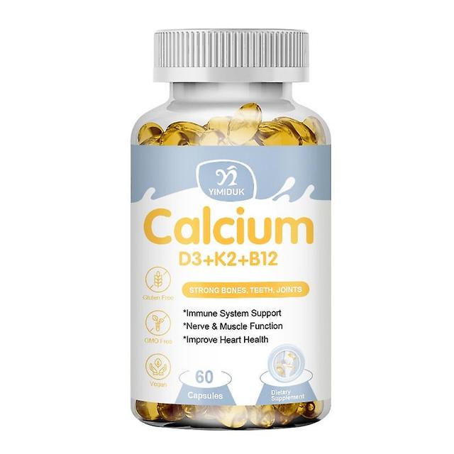 Eccpp Vitamin D3 K2 Capsules With B12 Vitamin Regulate Calcium Metabolism Supports Promote Bone Health Heart Increase Immunity System 1 Bottles 60pcs on Productcaster.