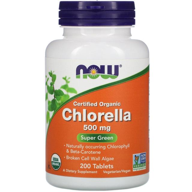 Now Foods, Clorella Orgánica Certificada, 500 mg, 200 Tabletas on Productcaster.