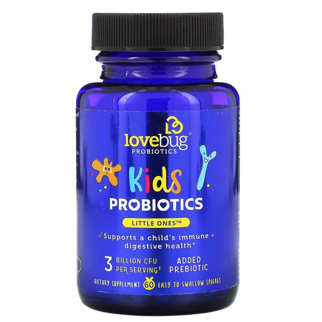 LoveBug Probiotics LoveBug-probiootit, lasten probiootit, pienet, 3 miljardia CFU, 60 helposti nieltävää palloa on Productcaster.