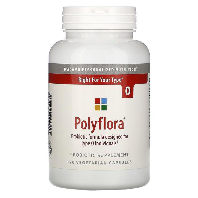 D'Adamo Personalized Nutrition, Polyflora, Probiotic Formula Designed for Blood Type O, 120 Vegetari on Productcaster.