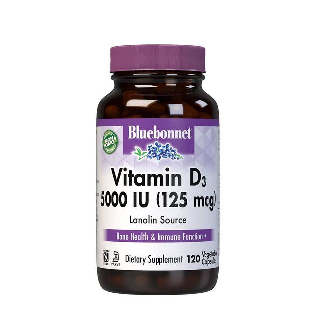 Bluebonnet Vitamin D3 5,000iu 120 Vegetable Capsule on Productcaster.