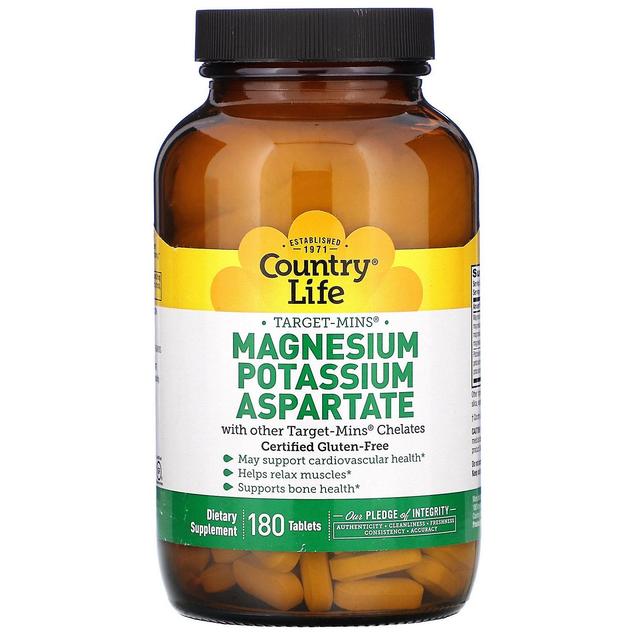 Country Life Livet på landet, Target-Mins Magnesium kalium aspartat, 180 tabletter on Productcaster.