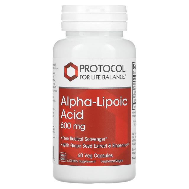 Protocol for Life Balance, Alpha-Lipoic Acid, 600 mg, 60 Veg Capsules on Productcaster.