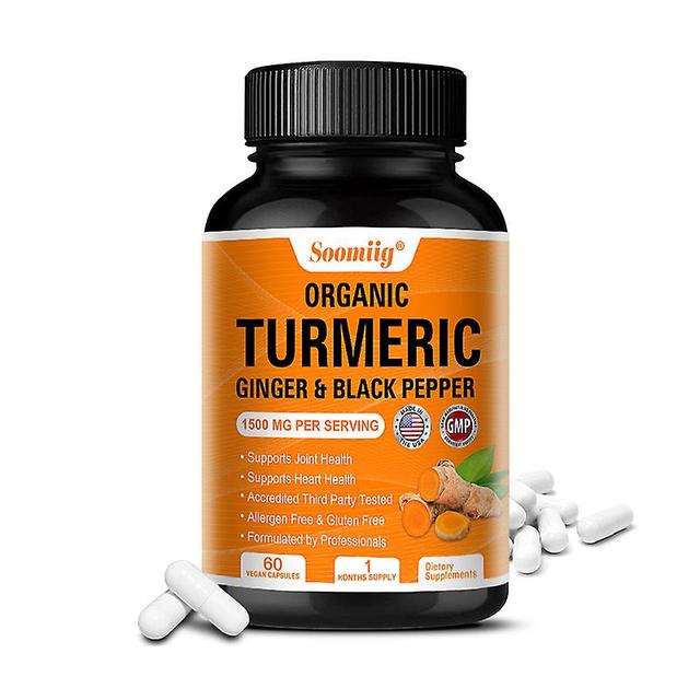 Visgaler Turmeric Melanin 1500 Mg - Black Pepper Promotes Brain Heart Skin Muscle Joint Pain Health Immune Support Strong Bones 60 count-1 bottle on Productcaster.