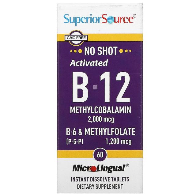 Superior Source Superieure bron, geactiveerd B-12 methylcobalamine, B-6 (P-5-P) &methylfolaat, 60 microlinguale instant on Productcaster.