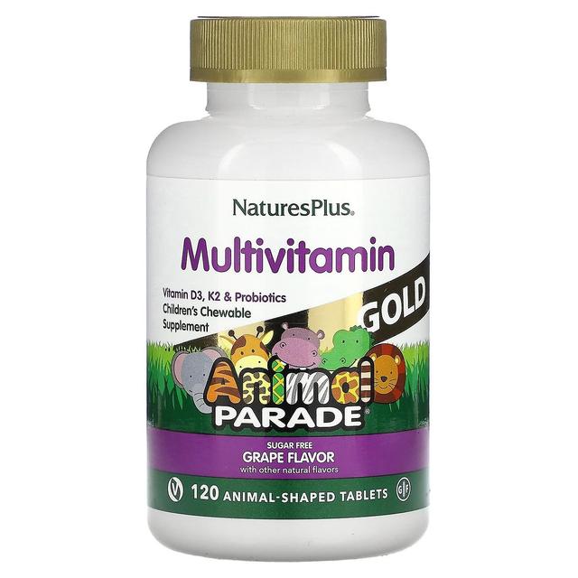 Nature's Plus NaturesPlus, Animal Parade Gold, Children's Multivitamin Chewable Supplement, Grape, 120 Animal-Shap on Productcaster.