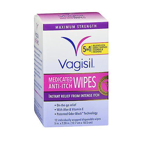 Vagisil Anti-Itch Medicated Wipes Maximum Strength, 12 each (Pack of 1) on Productcaster.