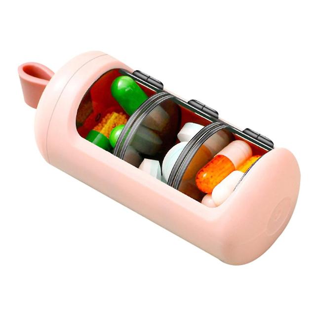 Portable 3 Grids Pill Box Storage Vitamin Fish Oil Parent Grandmother Pink on Productcaster.