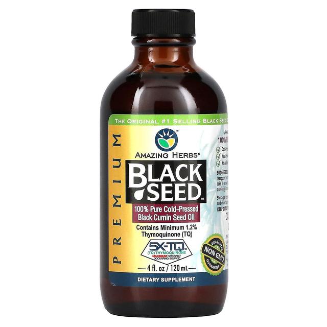 Amazing Herbs, Black Seed, 100% Pure Cold-Pressed Black Cumin Seed Oil, 4 fl oz (120 ml) on Productcaster.