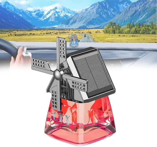 Car Air Fresheners, Solar Energy Car Fragrance Diffuser, Windmill Solar Energy Rotating Aromatherapy Car Air Freshener Red on Productcaster.