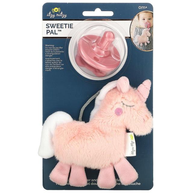 itzy ritzy, Sweetie Pal, Ciuccio in silicone e Ciuccio di peluche Lovey, 0+ mesi, unicorno, set di 2 pezzi on Productcaster.