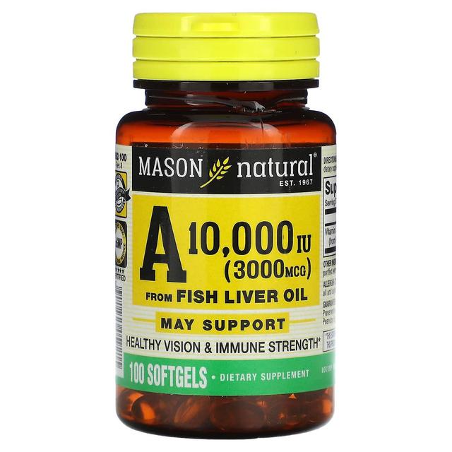 Mason Natural, Vitamin A från fiskleverolja, 3,000 mcg (10,000 IE), 100 Softgels on Productcaster.