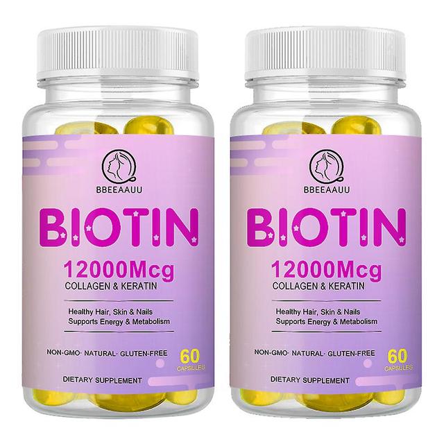 Vorallme 2bottle Vitamin B7 Biotin For Hair Growth Fast Hair Loss Alopecia Areata Whitening Freckle Anti-wrinkle Skin Care Nails 60pcs x2bottle on Productcaster.