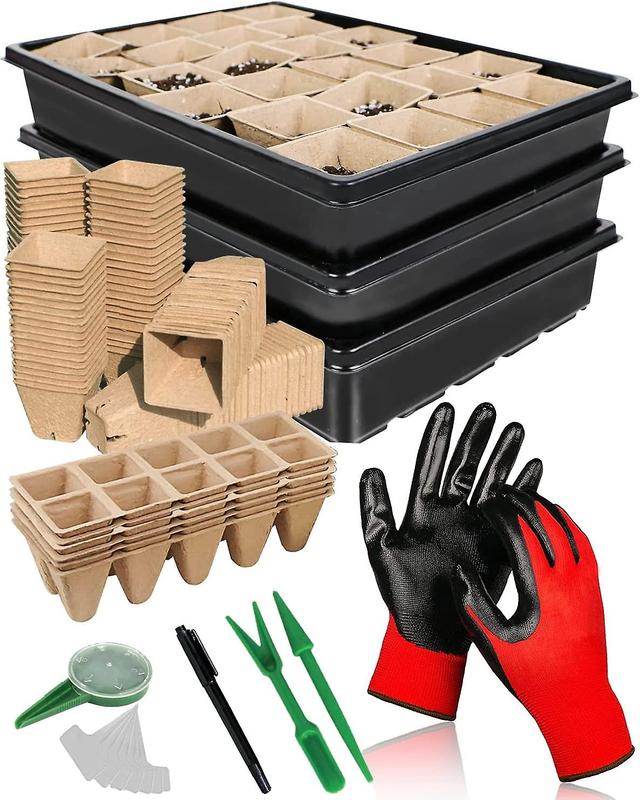 Hgbd-seed Starter Tray, 100 Pack Biodegradable Pots For Seedlings, With 20 Pcs Plant Labels, Biodegradable Herb Seed Starter Pots Kits, Garden Germina on Productcaster.