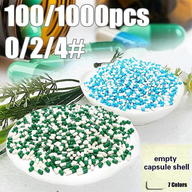 Ronaldo 100/1000Pcs Empty Hard Vacant Gelatin Capsule Size0# 2# 4# Gel For Medicine Pills Refill on Productcaster.