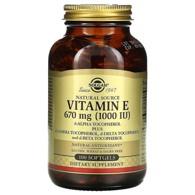 Solgar, Natural Source Vitamin E, 670 mg (1,000 IU), 100 Softgels on Productcaster.