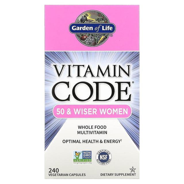 Garden of Life, Vitamin Code, Whole Food Multivitamin for Women, 50 & Wiser, 240 Vegetarian Capsules on Productcaster.