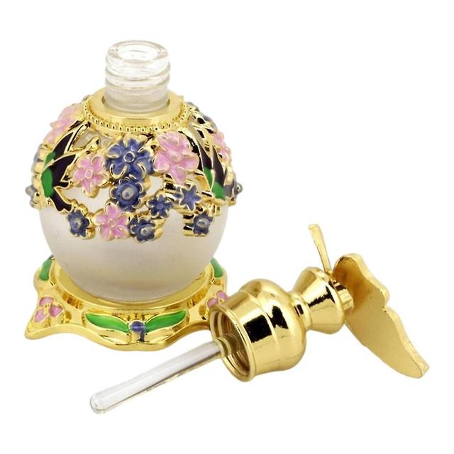 Botella de perfume retro hermética recargable de 15 ml para aceite esencial de baño Tapa de mariposa púrpura de fondo ancho on Productcaster.