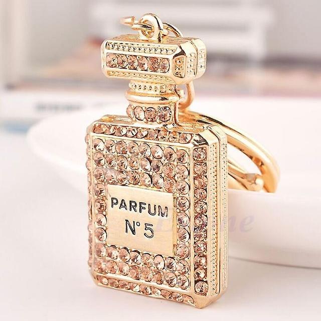 Scacv Lovely Perfume Fragrance Bottle Charm Pendent Rhinestone Purse Bag Keychain Gifts Champagne on Productcaster.