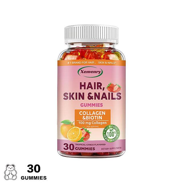 Vorallme Hair, Skin & Nails With Biotin & Collagen, Vitamin Supplement Citrus Flavored Gummies, 60 Gummies 30 Gummies on Productcaster.