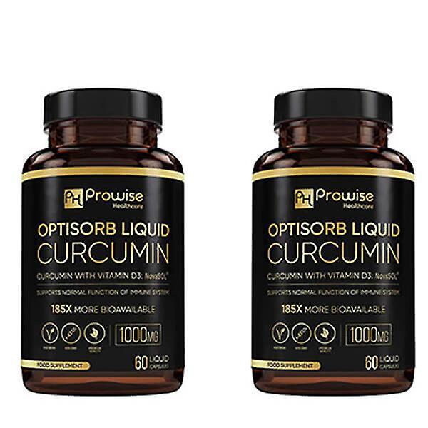 Prowise Healthcare Packung mit 2 - Optisorb Liquid Curcumin mit Vitamin D - 60 Kapseln | Geeignet für Vegetarier | Made In UK von Prowise on Productcaster.