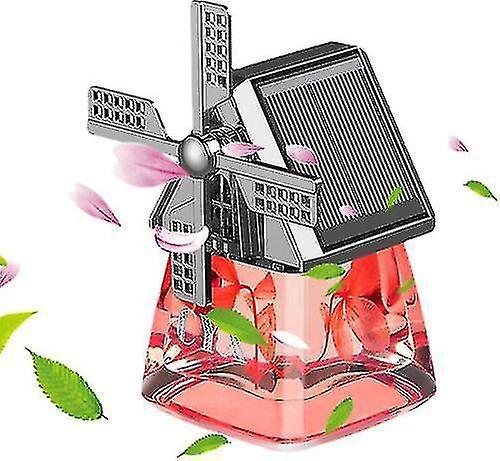 Solar Powered Windmill Air Freshener Car Windmill Fragrance Diffuser_ws red on Productcaster.