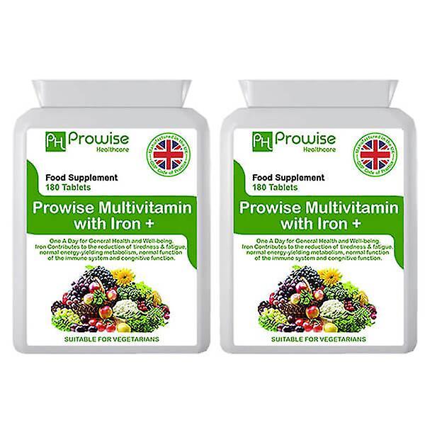 Prowise Healthcare Pakkaus 2 - Monivitamiinit & Rauta 180 Tablettia (6 kuukauden annos) | Sopii kasvissyöjille | Made In Uk-tekijä Prowise on Productcaster.