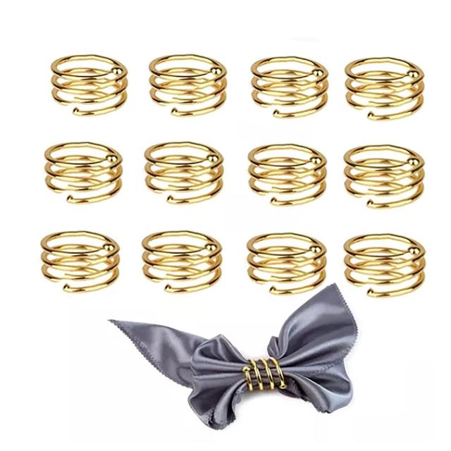 12pcs Napkin Ring Spiral Washable Decorative Metal Napkin Holder Ring for Wedding Party Banquet Dinner on Productcaster.