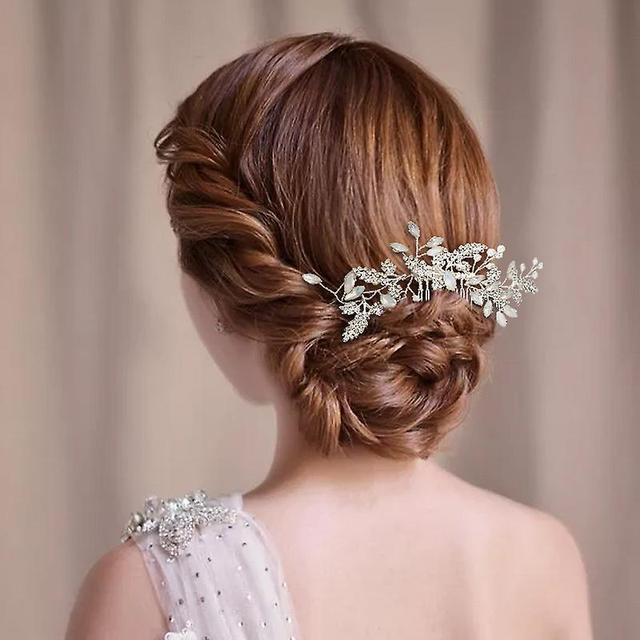 Phwj Argent Mariage Cristal Cheveux Vigne Fleur Feuille Diadme Marie Mariage Cheveux Accessoires Peigne Cheveux Diamant Opale Perle Strass Disque P... on Productcaster.