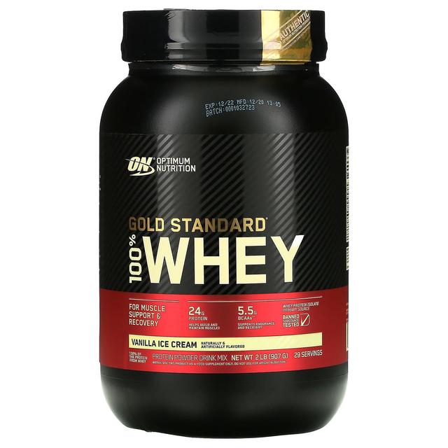 Optimum Nutrition, Gold Standard 100% Whey, Vanilla Ice Cream, 2 lb (907 g) on Productcaster.