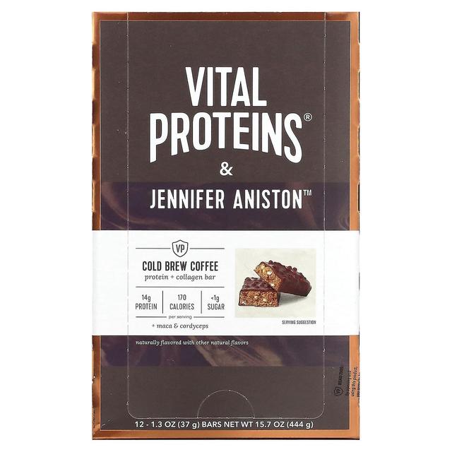 Vital Proteins Vitala proteiner, protein + kollagenbar, kallt bryggkaffe, 12 barer, 1.3 oz (37 g) vardera on Productcaster.