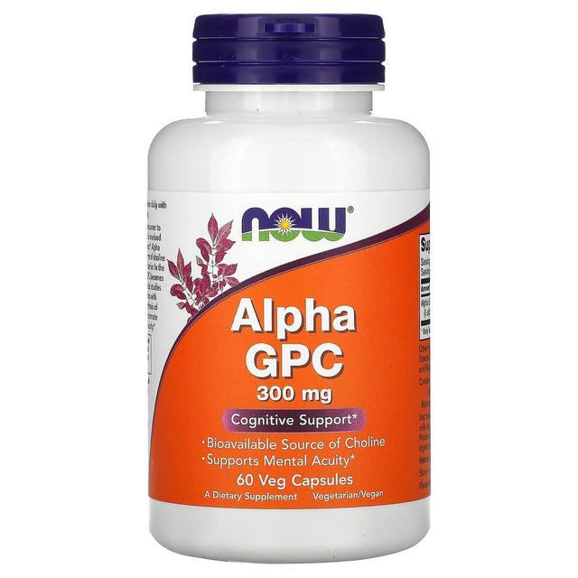 NOW Foods, Alpha GPC, 300 mg, 60 kasviskapselia on Productcaster.