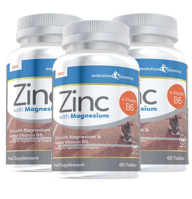 Zinc Tablets with Magnesium and Vitamin B6, Suitable for Vegans and Vegetarians - 180 Tablets - Vitamin Supplement - Evolution Slimming on Productcaster.