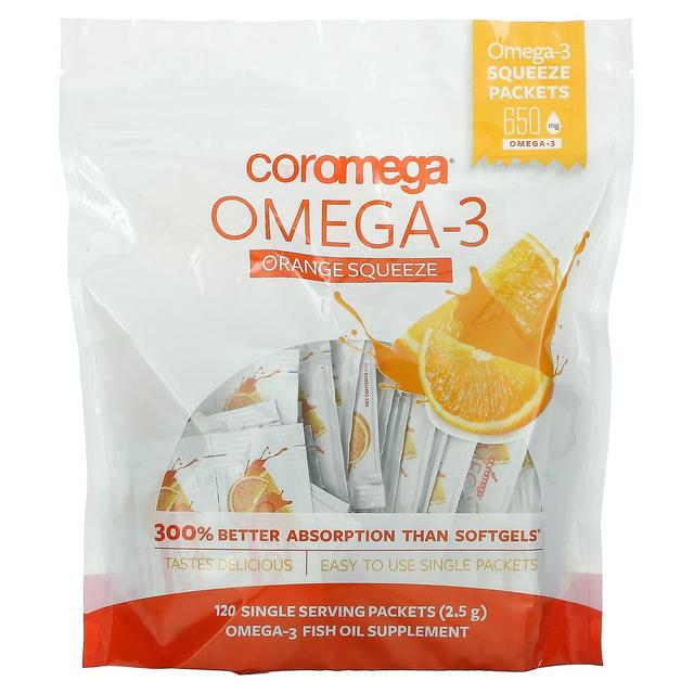 Coromega, Omega-3, Orange Squeeze, 120 Packets, (2.5 g) Each on Productcaster.