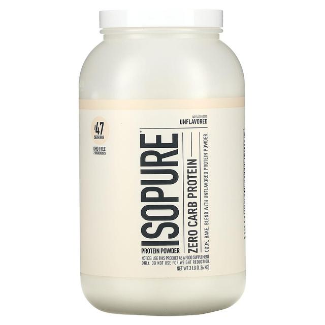 Isopure, Zero Carb, Proteína em Pó, Sem sabor, 3 lb (1,36 kg) on Productcaster.