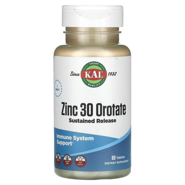 KAL, Zinc 30 Orotate, Sustained Release, 90 Tablets on Productcaster.