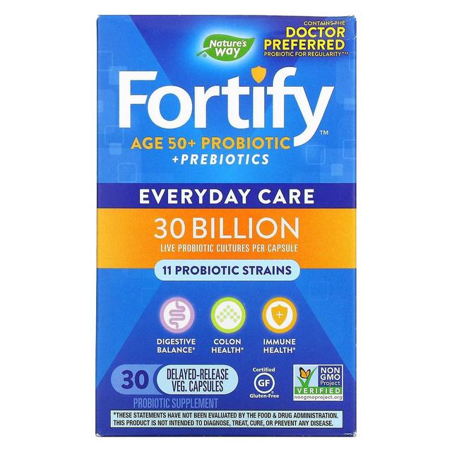 Nature's Way, Fortify, età 50+ probiotici + prebiotici, cura quotidiana, 30 miliardi, 30 a rilascio ritardato on Productcaster.