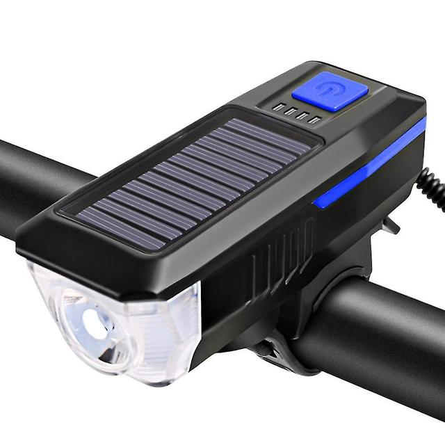 Scacv Solar Bike Alarm Flashlight Usb Charging Waterproof Bike Horns Lamp For Night Riding Blue on Productcaster.