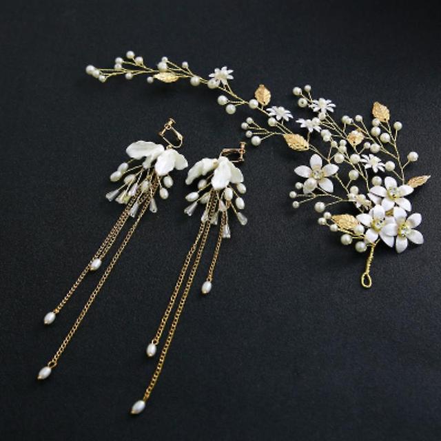 Dewenwils Dww-Or Mariage Perles De Cheveux De Cheveux De Vignes Fleur Feuille Headpieces Accessoires De Cheveux De Mariage Pour La Marie on Productcaster.