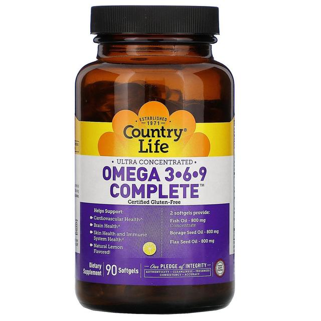 Country Life, Ultra Concentrated Omega 3-6-9 Complete. Natural Lemon, 90 Softgel on Productcaster.