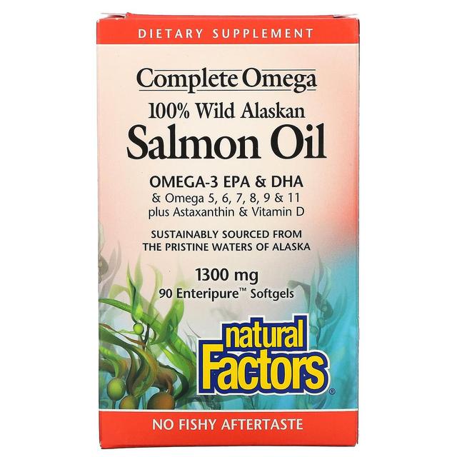 Natural Factors, 100% Wild Alaskan Salmon Oil, 1300 mg, 90 Enteripure Softgels on Productcaster.