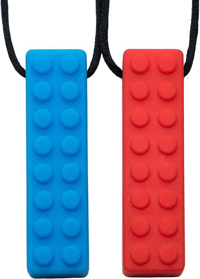 2 Pack Chew Necklaces - Best Chew Necklaces for Kids with Autism - Durable and Strong Silicone Chew Necklaces - Chew Pendants for Boys and Girls, Red on Productcaster.