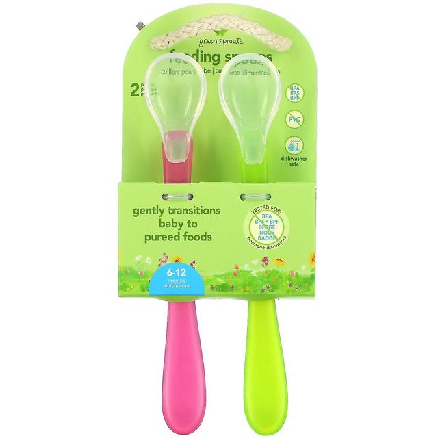 Green Sprouts, Feeding Spoons, 6-12 Months, Pink, 2 Pack on Productcaster.