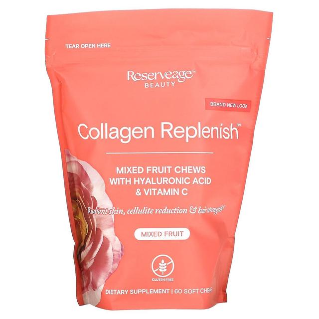 Reserveage Nutrition, Collagen Replenish Chews, Mixed Fruit, 60 Soft Chews on Productcaster.